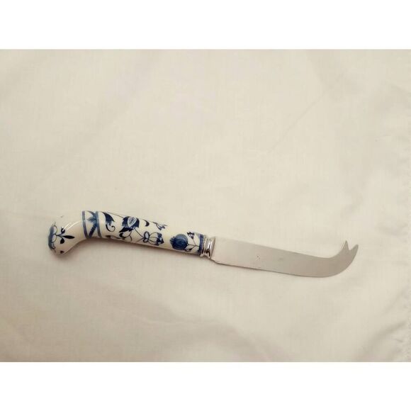 Regency Sheffield England porcelain, prill, blue onion cheese knife - Picture 2 of 8